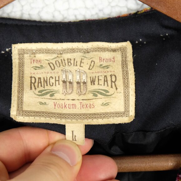 Double D Ranch Blazer Womens Large Black Cropped Western Embroidered Cross Open - Picture 7 of 9